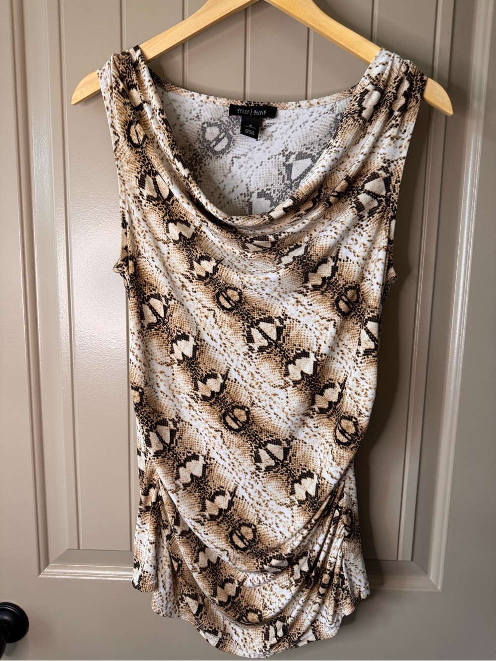 White House Black Market Snake Print Cowl Neck Tank